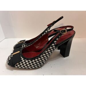 Liz & Co‎ Houndstooth Platform Heel Bow Detail Red Sole Size 7M Alabama